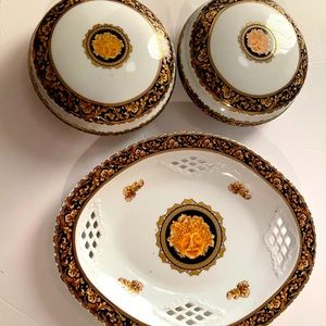 2Bacchus T. Limoges Porcelain Covered Trinket Dish & oval serving platter France